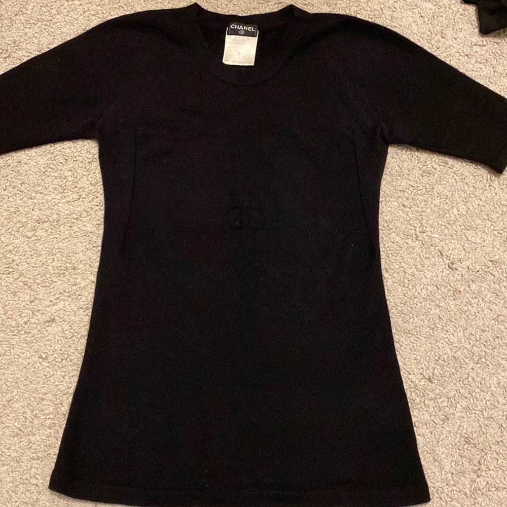 Chanel CC logo vintage cashmere top